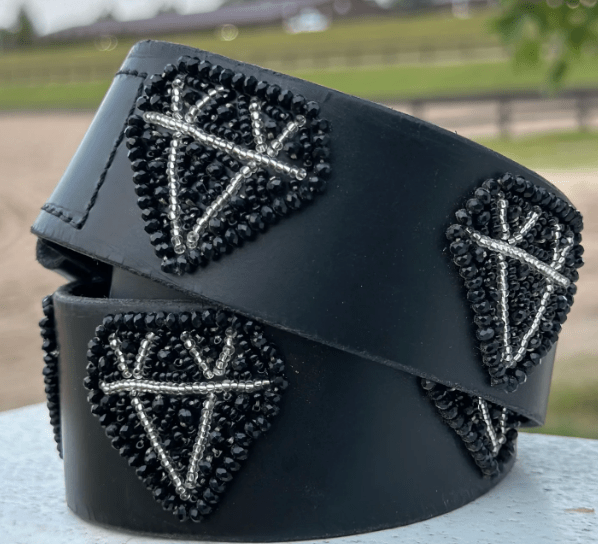 Zinj Designs Black Diamond Belt- 1.75" Beaded Assorted Designs XS/S equestrian team apparel online tack store mobile tack store custom farm apparel custom show stable clothing equestrian lifestyle horse show clothing riding clothes Belt- 1.75" Beaded Assorted Designs XS/S horses equestrian tack store