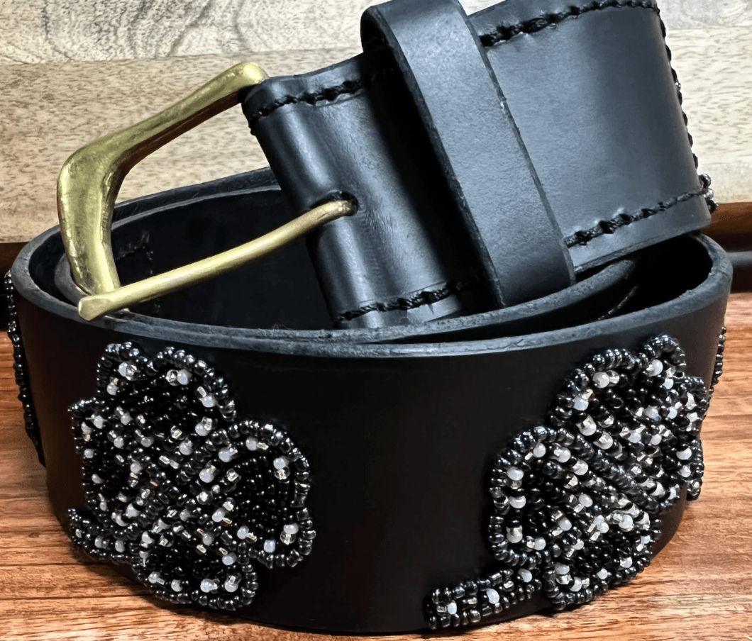 Zinj Designs Clover Black Belt- 1.75" Beaded Assorted Designs XS equestrian team apparel online tack store mobile tack store custom farm apparel custom show stable clothing equestrian lifestyle horse show clothing riding clothes Belt- 1.75" Beaded Assorted Designs XS horses equestrian tack store