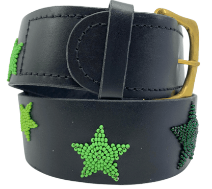 Zinj Designs Stars (Greens) Belt- 1.75" Beaded Assorted Designs XS/S equestrian team apparel online tack store mobile tack store custom farm apparel custom show stable clothing equestrian lifestyle horse show clothing riding clothes Belt- 1.75" Beaded Assorted Designs XS/S horses equestrian tack store