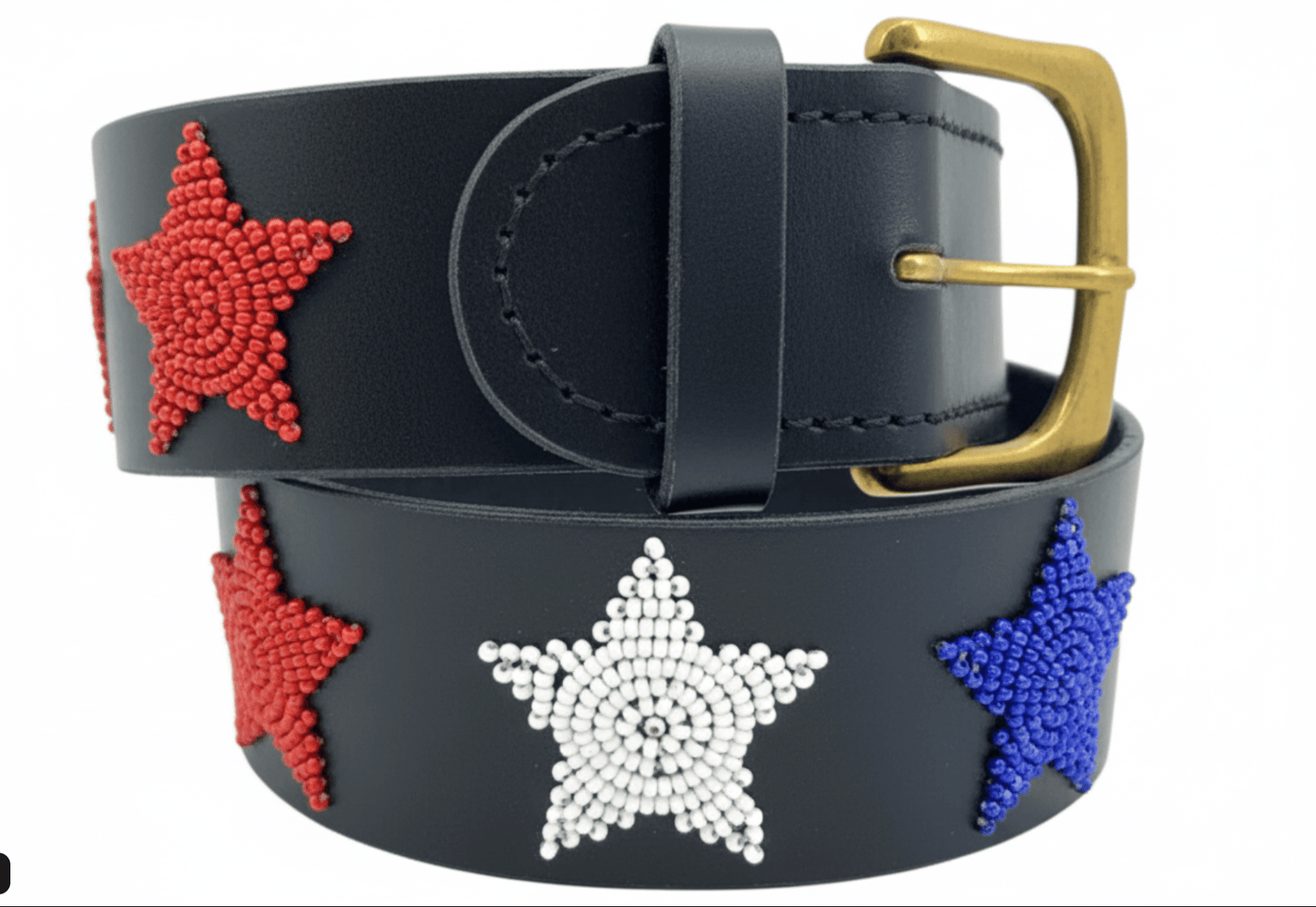 Zinj Designs Belt Stars (Red White Blue) Belt- 1.75" Beaded Assorted Designs XXS equestrian team apparel online tack store mobile tack store custom farm apparel custom show stable clothing equestrian lifestyle horse show clothing riding clothes Belt- 1.75" Beaded Assorted Designs XXS horses equestrian tack store