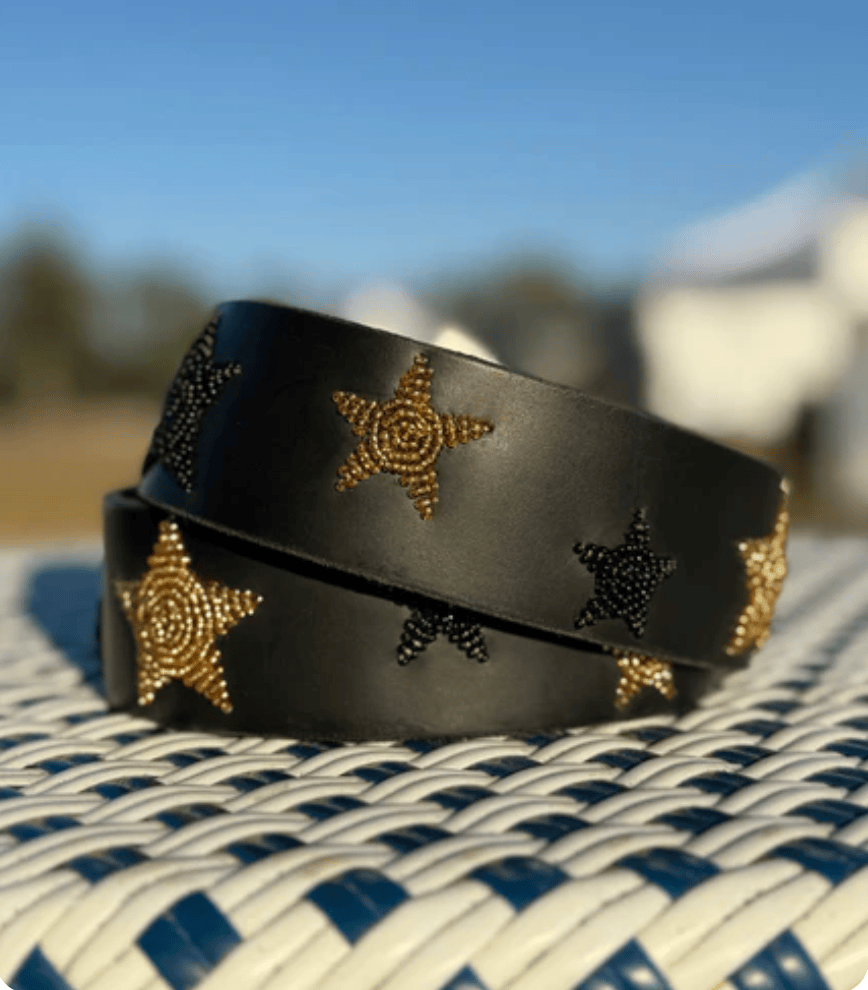 Zinj Designs Stars (Metallic) Belt- 1.75" Beaded Assorted Designs S equestrian team apparel online tack store mobile tack store custom farm apparel custom show stable clothing equestrian lifestyle horse show clothing riding clothes Belt- 1.75" Beaded Assorted Designs S horses equestrian tack store