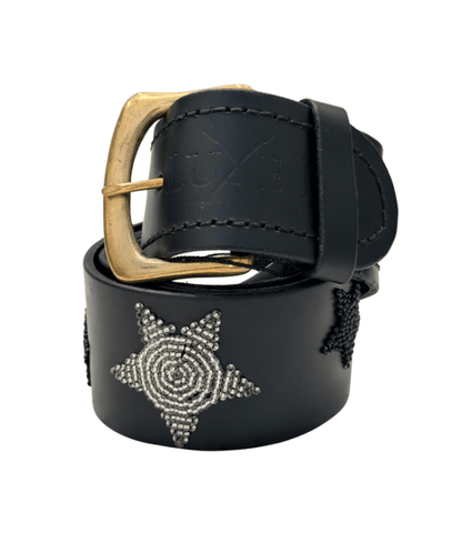 Zinj Designs Belt Stars (Silver/Black) Belt- 1.75" Beaded Assorted Designs M/L equestrian team apparel online tack store mobile tack store custom farm apparel custom show stable clothing equestrian lifestyle horse show clothing riding clothes Belt- 1.75" Beaded Assorted Designs M/L horses equestrian tack store