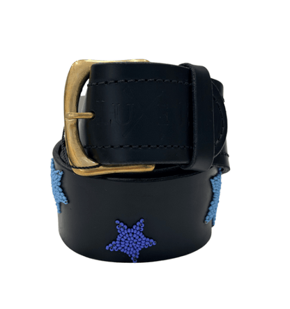 Zinj Designs Belt Stars (Multi Blue) Belt- 1.75" Beaded Assorted Designs M/L equestrian team apparel online tack store mobile tack store custom farm apparel custom show stable clothing equestrian lifestyle horse show clothing riding clothes Belt- 1.75" Beaded Assorted Designs M/L horses equestrian tack store
