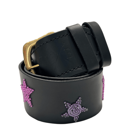 Zinj Designs Belt Stars (Pink/Purple) Belt- 1.75" Beaded Assorted Designs M equestrian team apparel online tack store mobile tack store custom farm apparel custom show stable clothing equestrian lifestyle horse show clothing riding clothes Belt- 1.75" Beaded Assorted Designs M horses equestrian tack store