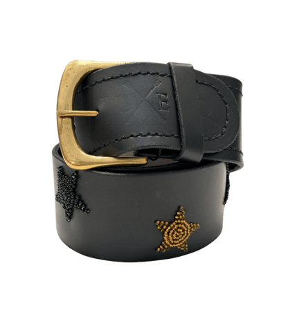 Zinj Designs Belt Stars (Gold/Black) Belt- 1.75" Beaded Assorted Designs S/M equestrian team apparel online tack store mobile tack store custom farm apparel custom show stable clothing equestrian lifestyle horse show clothing riding clothes Belt- 1.75" Beaded Assorted Designs S/M horses equestrian tack store