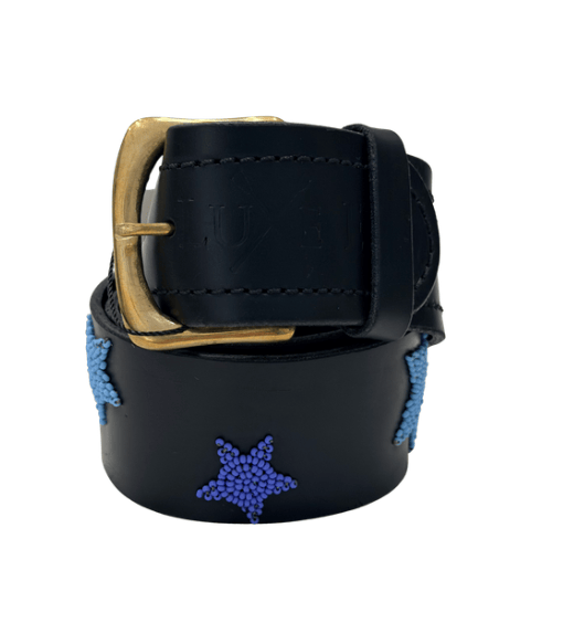 Zinj Designs Belt Stars (Multi Blue) Belt- 1.75" Beaded Assorted Designs S/M equestrian team apparel online tack store mobile tack store custom farm apparel custom show stable clothing equestrian lifestyle horse show clothing riding clothes Belt- 1.75" Beaded Assorted Designs S/M horses equestrian tack store