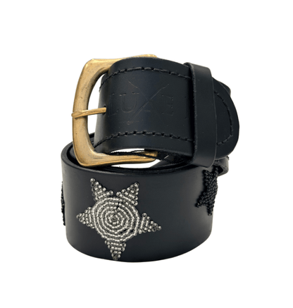 Zinj Designs Belt Stars (Silver/Black) Belt- 1.75" Beaded Assorted Designs S equestrian team apparel online tack store mobile tack store custom farm apparel custom show stable clothing equestrian lifestyle horse show clothing riding clothes Belt- 1.75" Beaded Assorted Designs S horses equestrian tack store