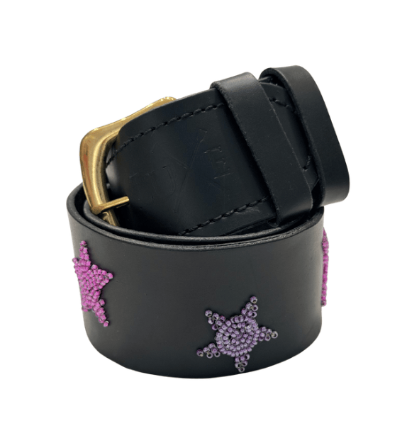 Zinj Designs Belt Stars (Pink/Purple) Belt- 1.75" Beaded Assorted Designs S equestrian team apparel online tack store mobile tack store custom farm apparel custom show stable clothing equestrian lifestyle horse show clothing riding clothes Belt- 1.75" Beaded Assorted Designs S horses equestrian tack store