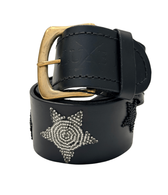 Zinj Designs Belt Stars (Silver/Black) Belt- 1.75" Beaded Assorted Designs XS/S equestrian team apparel online tack store mobile tack store custom farm apparel custom show stable clothing equestrian lifestyle horse show clothing riding clothes Belt- 1.75" Beaded Assorted Designs XS/S horses equestrian tack store