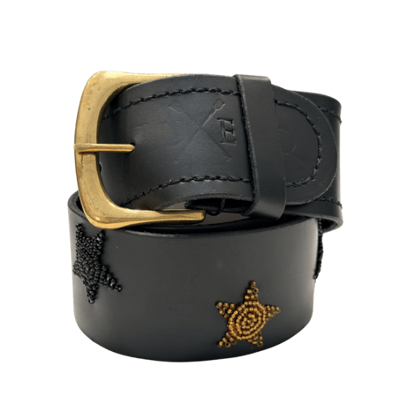 Zinj Designs Belt Stars (Gold/Black) Belt- 1.75" Beaded Assorted Designs XS equestrian team apparel online tack store mobile tack store custom farm apparel custom show stable clothing equestrian lifestyle horse show clothing riding clothes Belt- 1.75" Beaded Assorted Designs XS horses equestrian tack store