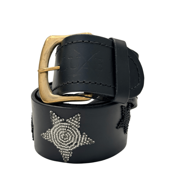 Zinj Designs Belt Stars (Silver/Black) Belt- 1.75" Beaded Assorted Designs XXS equestrian team apparel online tack store mobile tack store custom farm apparel custom show stable clothing equestrian lifestyle horse show clothing riding clothes Belt- 1.75" Beaded Assorted Designs XXS horses equestrian tack store