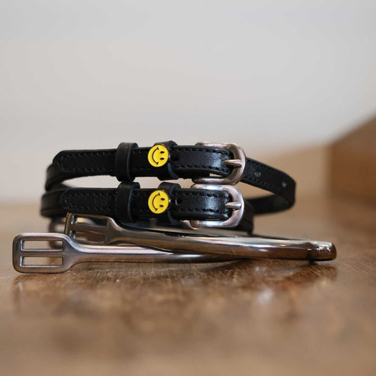 ManeJane Black Spur Straps Spur Straps- Smiley Face (Yellow) equestrian team apparel online tack store mobile tack store custom farm apparel custom show stable clothing equestrian lifestyle horse show clothing riding clothes Spur Straps- Smiley Face (Yellow) horses equestrian tack store