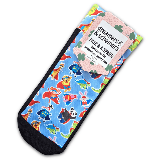 dreamers & schemers Boot Sock Dreamers & Schemers- Super! Thanks For Asking (Youth) equestrian team apparel online tack store mobile tack store custom farm apparel custom show stable clothing equestrian lifestyle horse show clothing riding clothes Unicorns & Fluffy Clouds Horse Riding  Boot Socks horses equestrian tack store