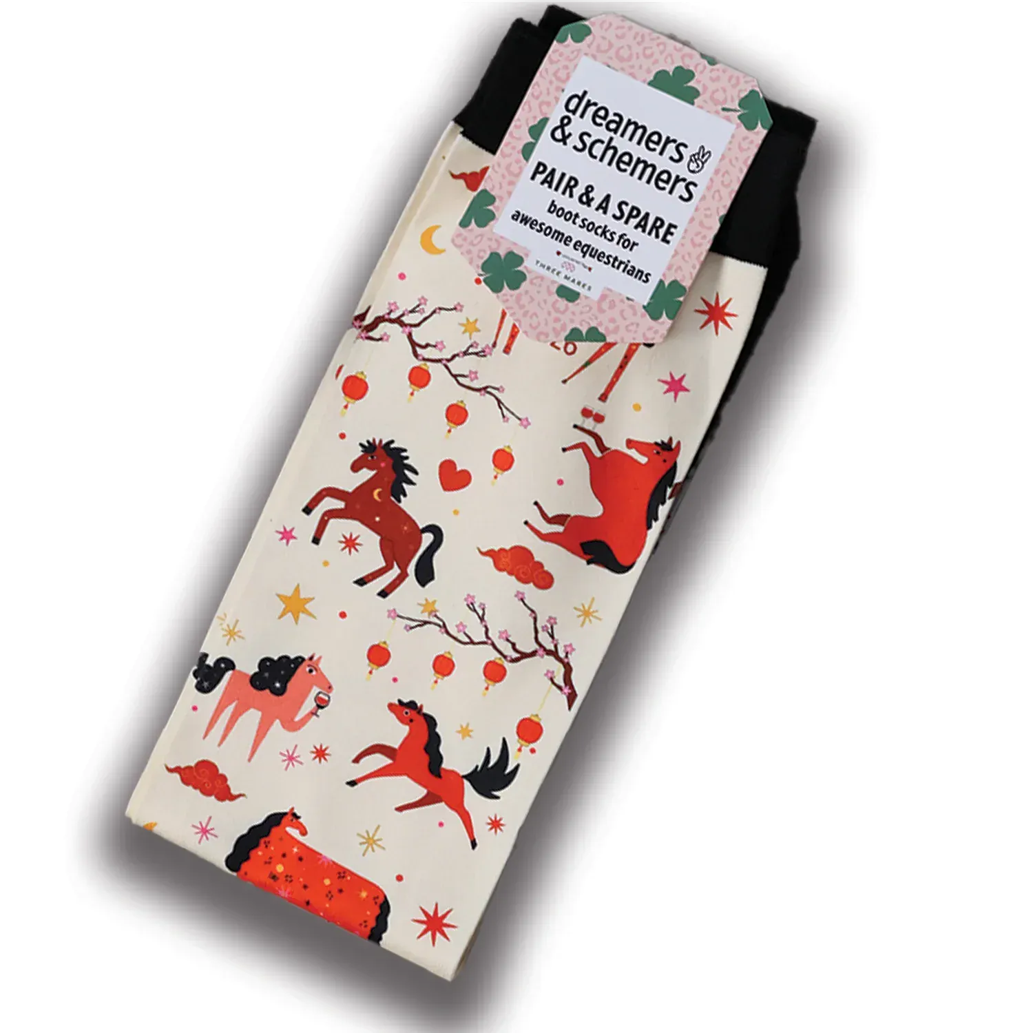 dreamers & schemers Boot Sock Dreamers & Schemers- Year of the Horse Pair & a Spare equestrian team apparel online tack store mobile tack store custom farm apparel custom show stable clothing equestrian lifestyle horse show clothing riding clothes Unicorns & Fluffy Clouds Horse Riding  Boot Socks horses equestrian tack store