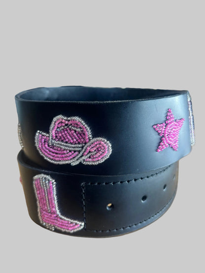 Zinj Designs Pretty in Pink Belt- 1.75" Beaded Assorted Designs XS equestrian team apparel online tack store mobile tack store custom farm apparel custom show stable clothing equestrian lifestyle horse show clothing riding clothes Belt- 1.75" Beaded Assorted Designs XS horses equestrian tack store