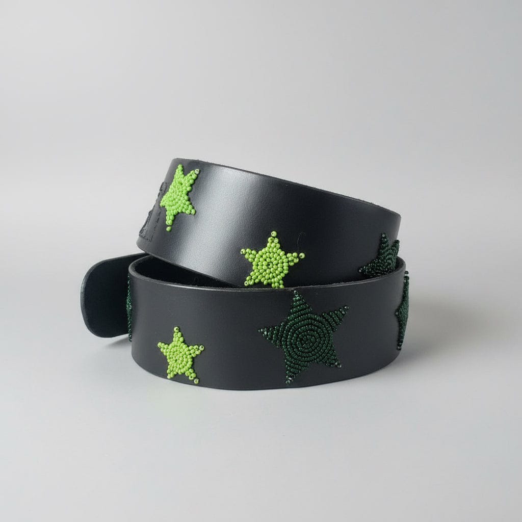Zinj Designs Belt Stars (Green) Belt- 1.75" Beaded Assorted Designs XXS equestrian team apparel online tack store mobile tack store custom farm apparel custom show stable clothing equestrian lifestyle horse show clothing riding clothes Belt- 1.75" Beaded Assorted Designs XXS horses equestrian tack store