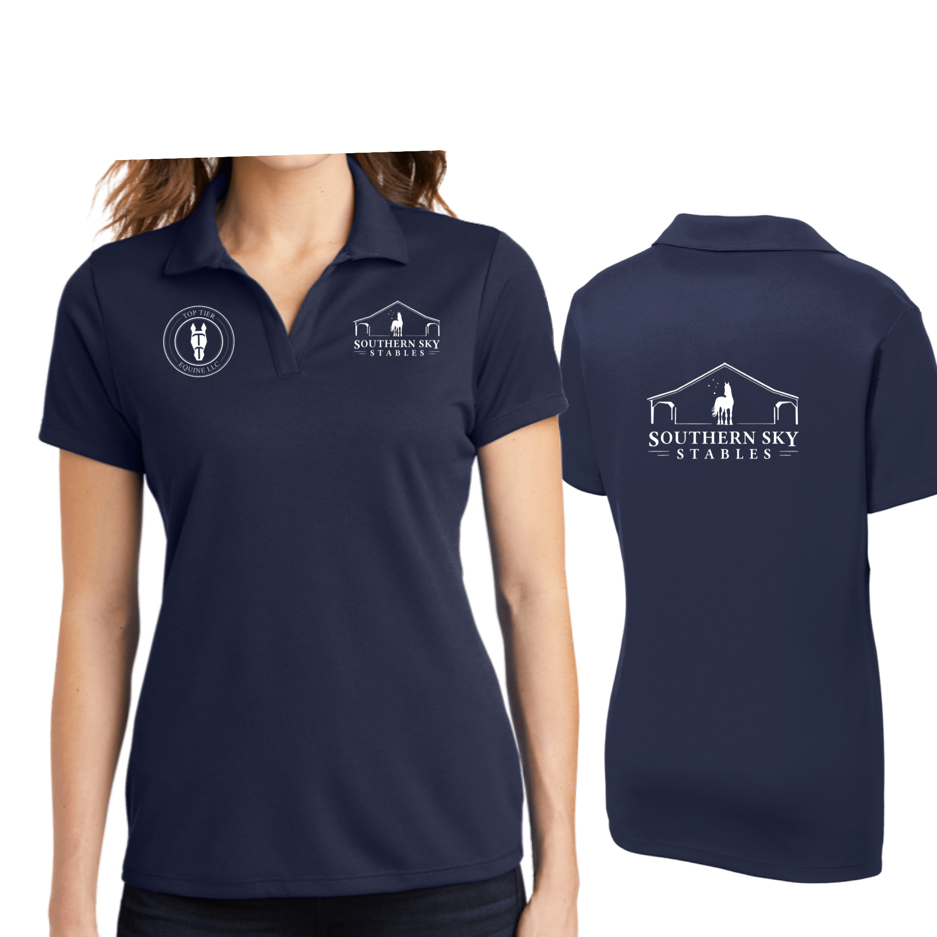 Equestrian Team Apparel Southern Sky Stables - Polos equestrian team apparel online tack store mobile tack store custom farm apparel custom show stable clothing equestrian lifestyle horse show clothing riding clothes Southern Sky Stables - Polos horses equestrian tack store