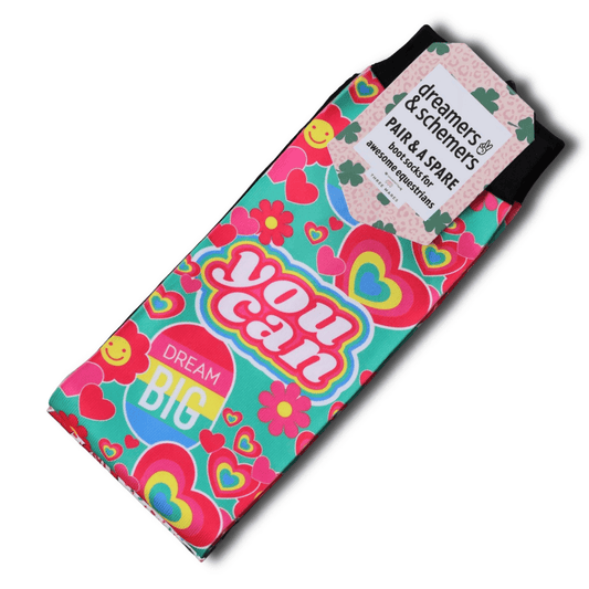 dreamers & schemers Boot Sock Dreamers & Schemers- Affirmations equestrian team apparel online tack store mobile tack store custom farm apparel custom show stable clothing equestrian lifestyle horse show clothing riding clothes Unicorns & Fluffy Clouds Horse Riding  Boot Socks horses equestrian tack store