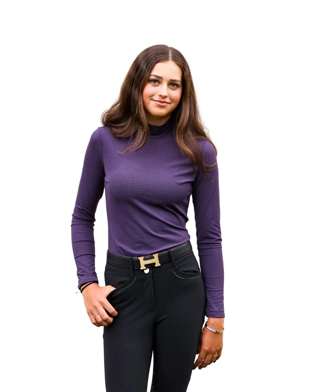 Equisite Elements of Style Women's Shirt XXS / Aubergine Equisite Elements- Alesia High Collar Technical Top equestrian team apparel online tack store mobile tack store custom farm apparel custom show stable clothing equestrian lifestyle horse show clothing riding clothes Equisite Elements- Alesia High Collar Technical Top horses equestrian tack store