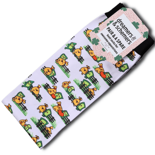 dreamers & schemers Boot Sock Dreamers & Schemers- Bank Account equestrian team apparel online tack store mobile tack store custom farm apparel custom show stable clothing equestrian lifestyle horse show clothing riding clothes Unicorns & Fluffy Clouds Horse Riding  Boot Socks horses equestrian tack store