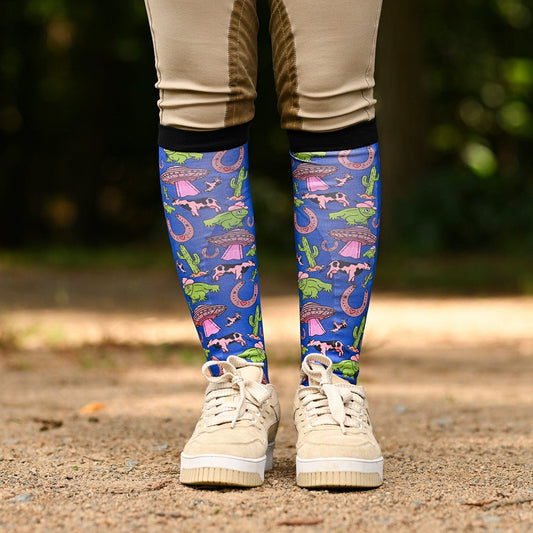 dreamers & schemers Boot Sock Dreamers & Schemers- Beam Me Up equestrian team apparel online tack store mobile tack store custom farm apparel custom show stable clothing equestrian lifestyle horse show clothing riding clothes Unicorns & Fluffy Clouds Horse Riding  Boot Socks horses equestrian tack store
