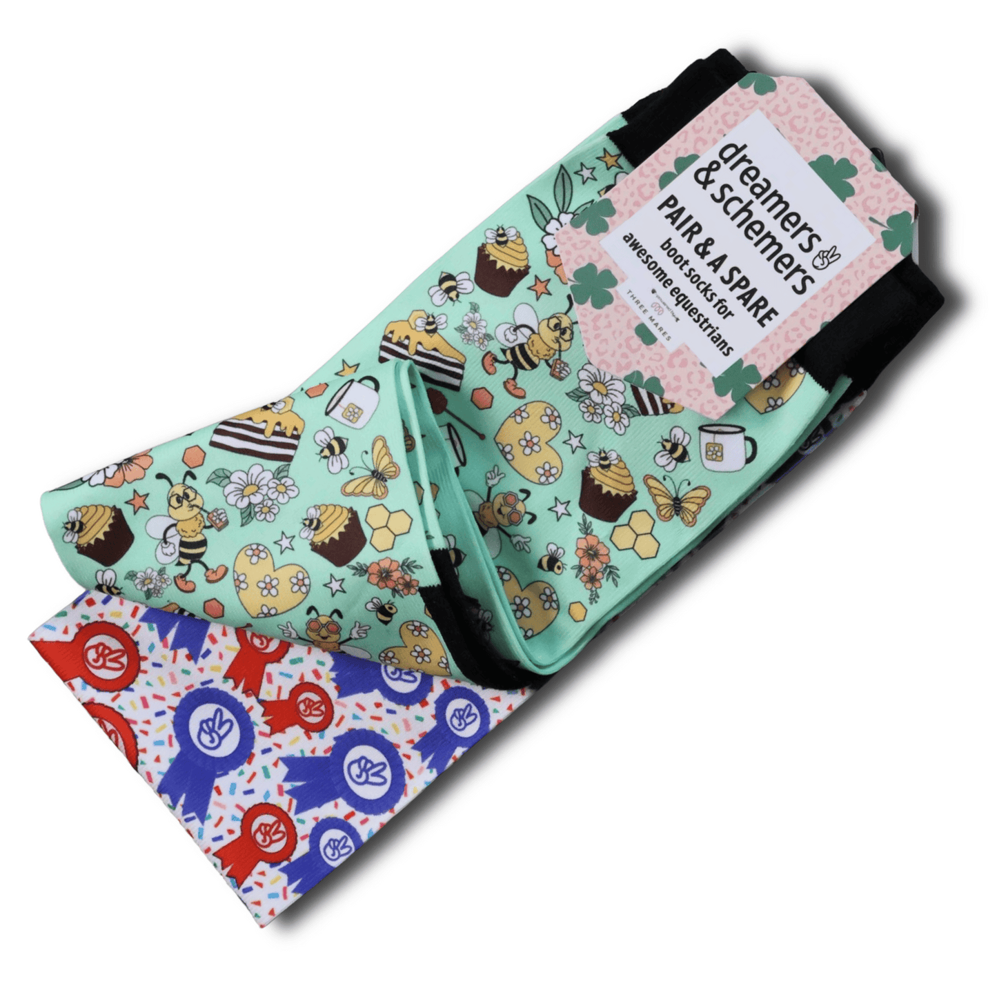 dreamers & schemers Boot Sock Dreamers & Schemers- Bee Groovy equestrian team apparel online tack store mobile tack store custom farm apparel custom show stable clothing equestrian lifestyle horse show clothing riding clothes Unicorns & Fluffy Clouds Horse Riding  Boot Socks horses equestrian tack store