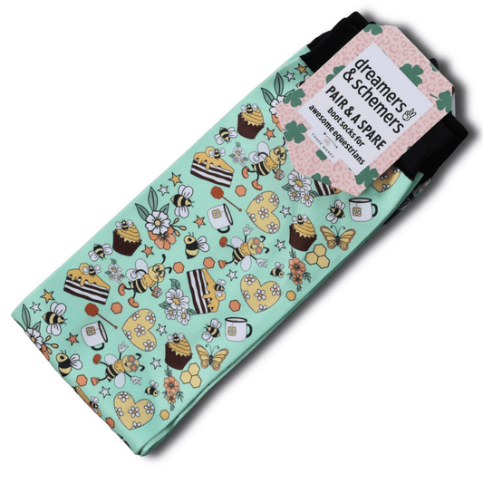 dreamers & schemers Boot Sock Dreamers & Schemers- Bee Groovy equestrian team apparel online tack store mobile tack store custom farm apparel custom show stable clothing equestrian lifestyle horse show clothing riding clothes Unicorns & Fluffy Clouds Horse Riding  Boot Socks horses equestrian tack store