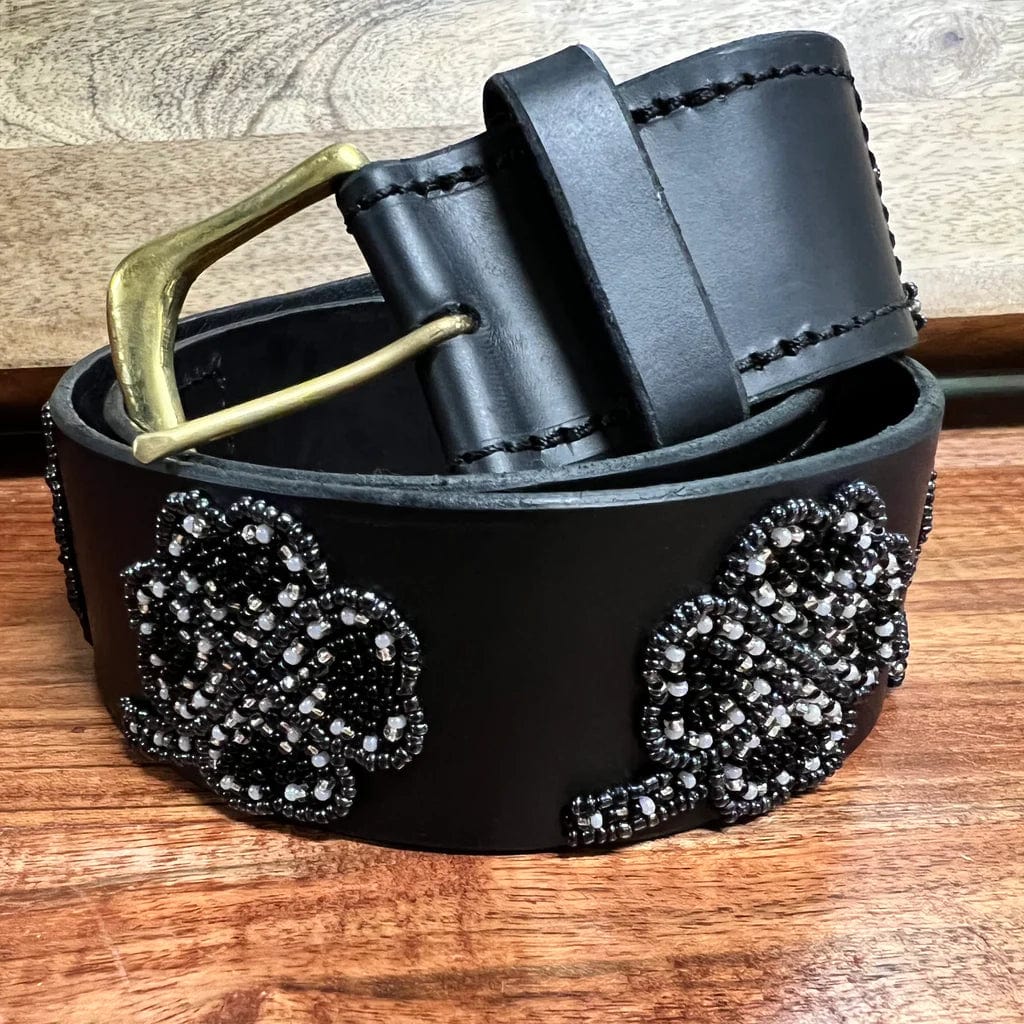 Zinj Designs Black Lucky Clover / XXS Belt- 1.75" Beaded Assorted Designs equestrian team apparel online tack store mobile tack store custom farm apparel custom show stable clothing equestrian lifestyle horse show clothing riding clothes horses equestrian tack store