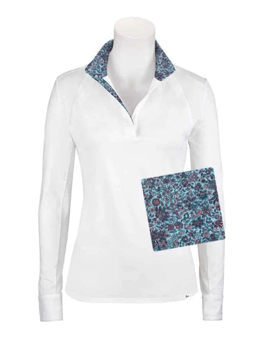 RJ Classics Show Shirt RJ Classics- Maddie Show Shirt Blue Paisley Floral equestrian team apparel online tack store mobile tack store custom farm apparel custom show stable clothing equestrian lifestyle horse show clothing riding clothes horses equestrian tack store