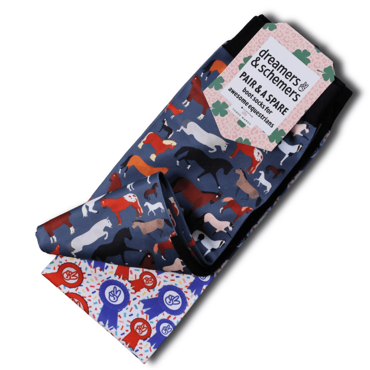 dreamers & schemers Boot Sock Dreamers & Schemers- Breeds of the World (Youth) equestrian team apparel online tack store mobile tack store custom farm apparel custom show stable clothing equestrian lifestyle horse show clothing riding clothes Unicorns & Fluffy Clouds Horse Riding  Boot Socks horses equestrian tack store