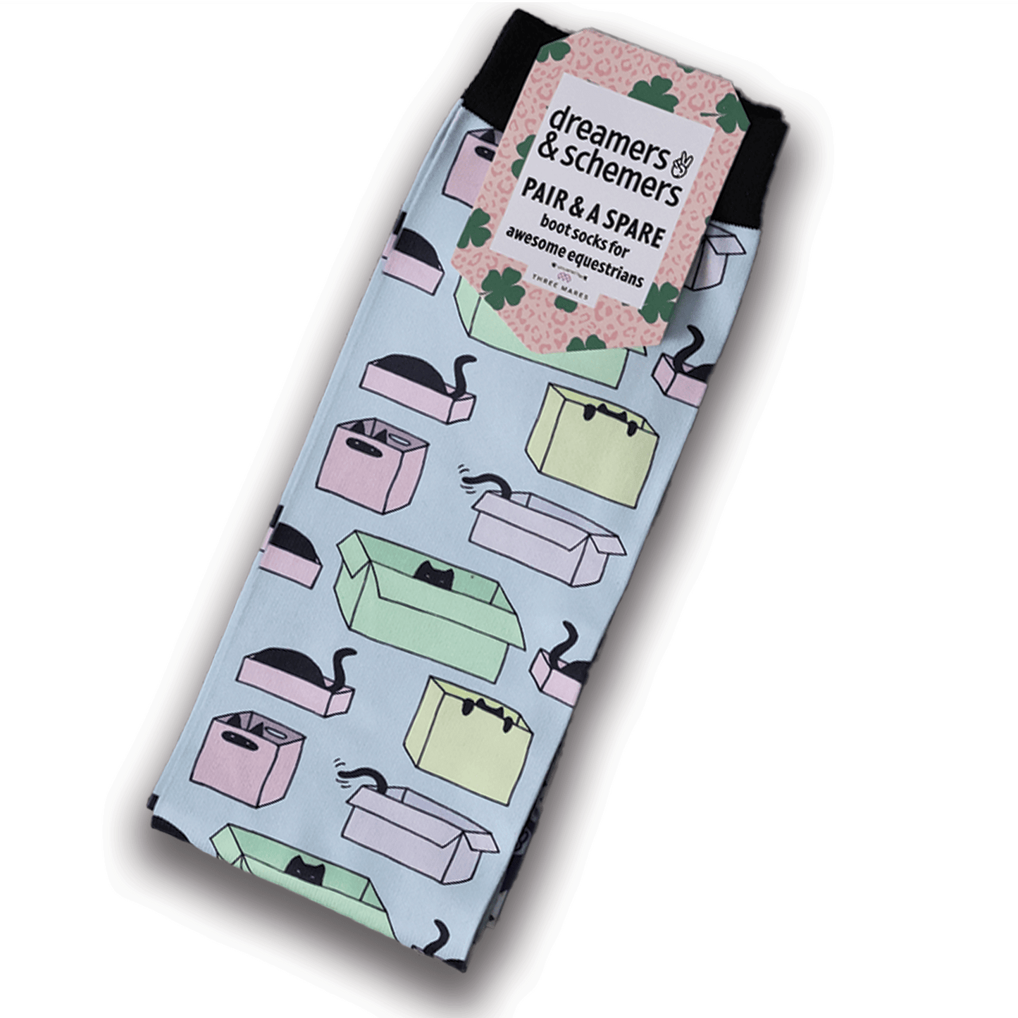dreamers & schemers Boot Sock Dreamers & Schemers- Cat in a Box equestrian team apparel online tack store mobile tack store custom farm apparel custom show stable clothing equestrian lifestyle horse show clothing riding clothes Unicorns & Fluffy Clouds Horse Riding  Boot Socks horses equestrian tack store