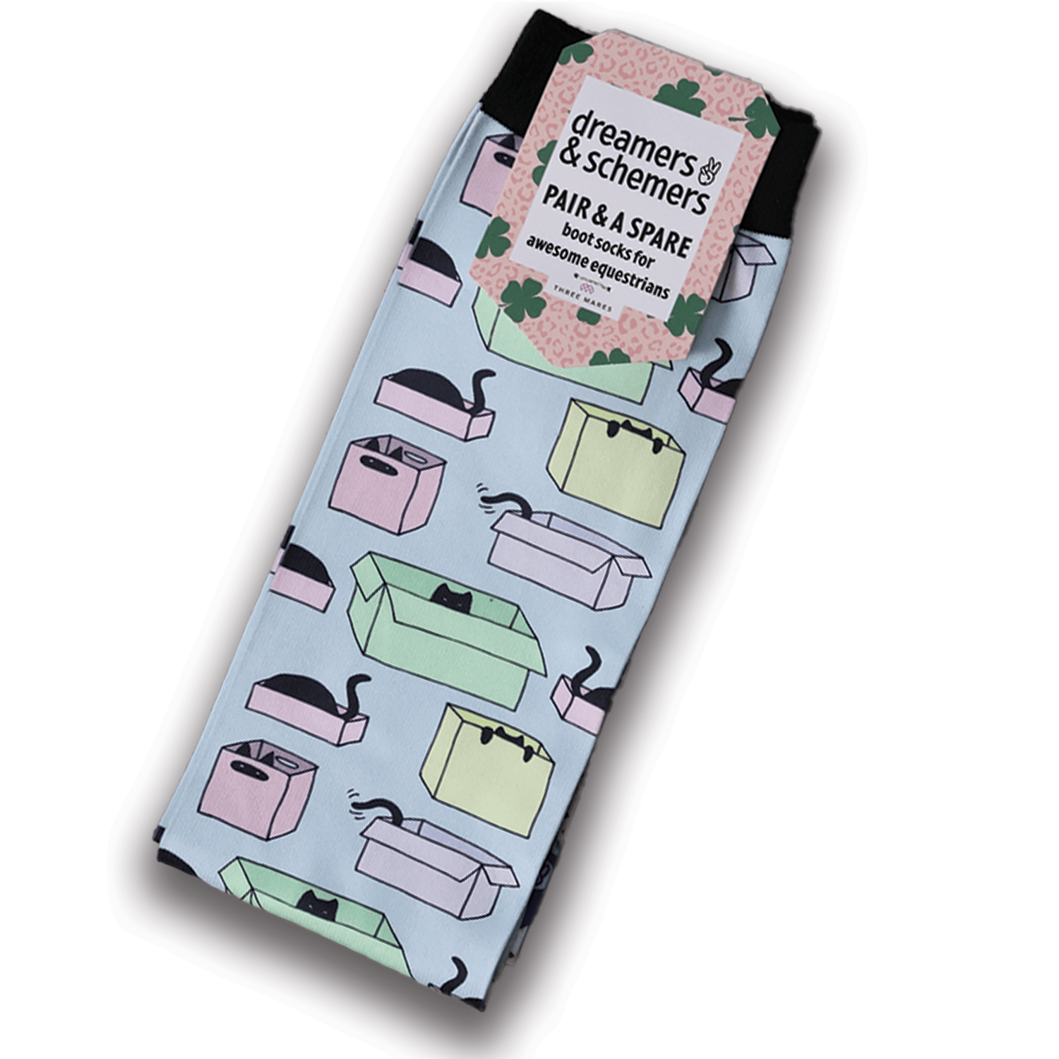 dreamers & schemers Boot Sock Dreamers & Schemers- Cat in a Box equestrian team apparel online tack store mobile tack store custom farm apparel custom show stable clothing equestrian lifestyle horse show clothing riding clothes Unicorns & Fluffy Clouds Horse Riding  Boot Socks horses equestrian tack store