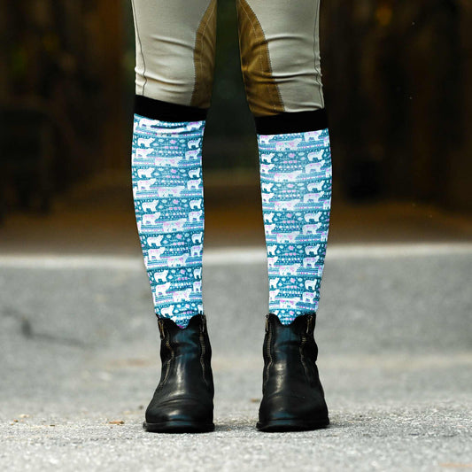 dreamers & schemers Boot Sock Dreamers & Schemers- Chill Out equestrian team apparel online tack store mobile tack store custom farm apparel custom show stable clothing equestrian lifestyle horse show clothing riding clothes Unicorns & Fluffy Clouds Horse Riding  Boot Socks horses equestrian tack store