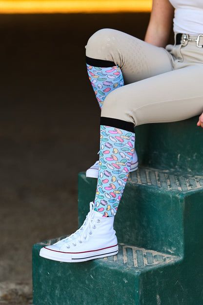 dreamers & schemers Boot Sock Dreamers & Schemers- Cool Beans equestrian team apparel online tack store mobile tack store custom farm apparel custom show stable clothing equestrian lifestyle horse show clothing riding clothes Unicorns & Fluffy Clouds Horse Riding  Boot Socks horses equestrian tack store