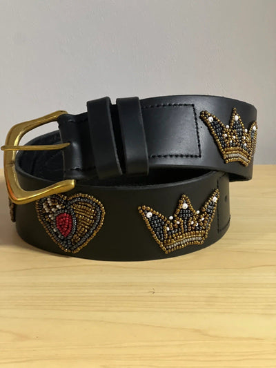 Zinj Designs Crowns/Hearts / XXS Belt- 1.75" Beaded Assorted Designs equestrian team apparel online tack store mobile tack store custom farm apparel custom show stable clothing equestrian lifestyle horse show clothing riding clothes horses equestrian tack store