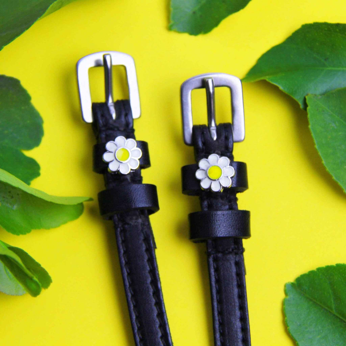 ManeJane Black Spur Straps Spur Straps- Daisy Flower equestrian team apparel online tack store mobile tack store custom farm apparel custom show stable clothing equestrian lifestyle horse show clothing riding clothes Spur Straps- Daisy Flower horses equestrian tack store