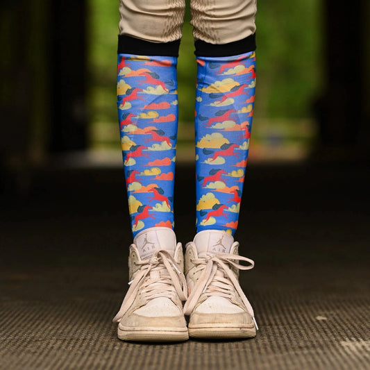 dreamers & schemers Boot Sock Dreamers & Schemers-  Day Dream equestrian team apparel online tack store mobile tack store custom farm apparel custom show stable clothing equestrian lifestyle horse show clothing riding clothes Unicorns & Fluffy Clouds Horse Riding  Boot Socks horses equestrian tack store