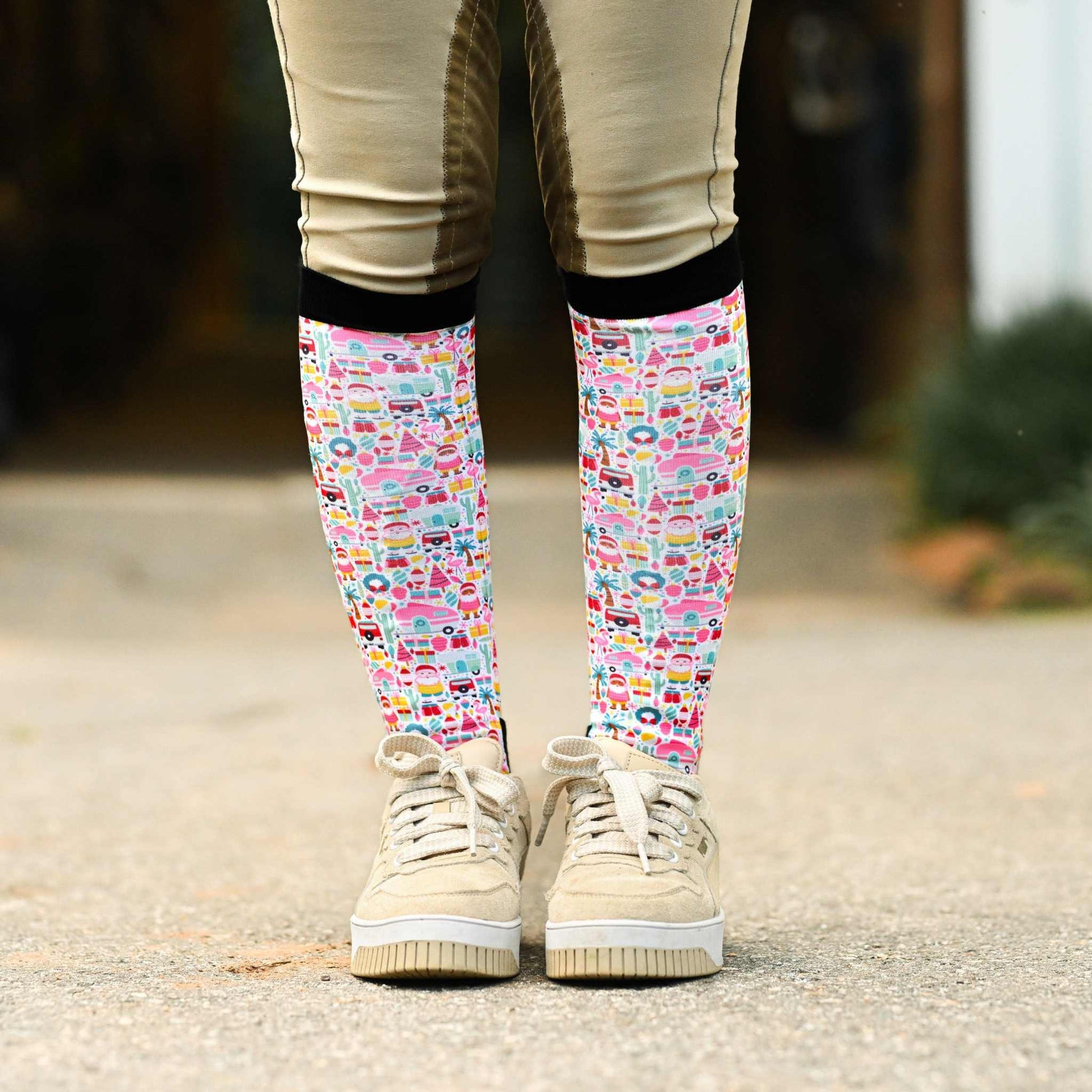 dreamers & schemers Boot Sock Dreamers & Schemers- Deck The Palms equestrian team apparel online tack store mobile tack store custom farm apparel custom show stable clothing equestrian lifestyle horse show clothing riding clothes Unicorns & Fluffy Clouds Horse Riding  Boot Socks horses equestrian tack store