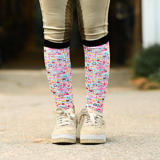 dreamers & schemers Boot Sock Dreamers & Schemers- Deck The Palms equestrian team apparel online tack store mobile tack store custom farm apparel custom show stable clothing equestrian lifestyle horse show clothing riding clothes Unicorns & Fluffy Clouds Horse Riding  Boot Socks horses equestrian tack store