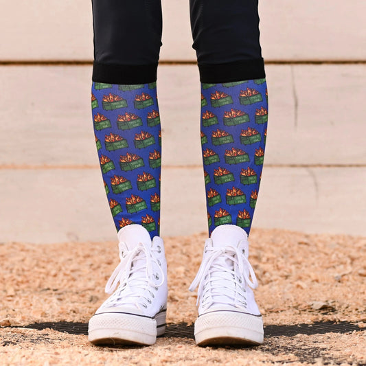 dreamers & schemers Boot Sock Dreamers & Schemers- Dumpster Fire 2.0 equestrian team apparel online tack store mobile tack store custom farm apparel custom show stable clothing equestrian lifestyle horse show clothing riding clothes Unicorns & Fluffy Clouds Horse Riding  Boot Socks horses equestrian tack store