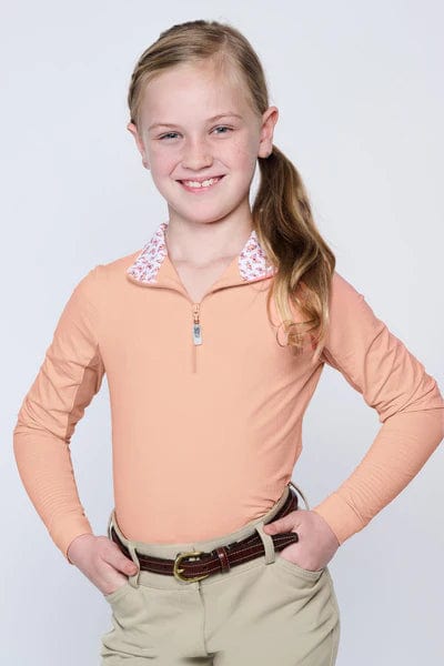 EIS Youth Shirt Sweet Peach/Butterfly EIS- Sun Shirts Youth Medium 6-8 equestrian team apparel online tack store mobile tack store custom farm apparel custom show stable clothing equestrian lifestyle horse show clothing riding clothes ETA Kids Equestrian Fashion | EIS Sun Shirts horses equestrian tack store
