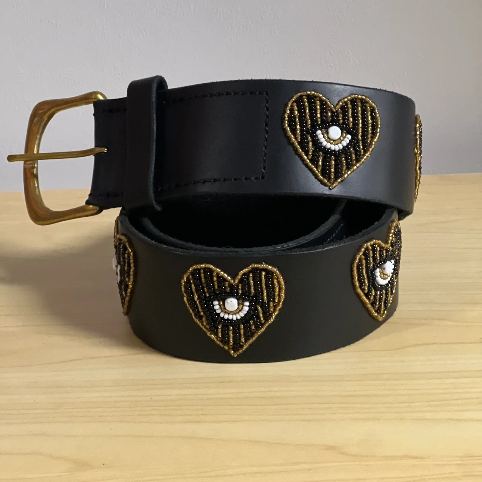 Zinj Designs Black/Gold Heart / XXS Belt- 1.75" Beaded Assorted Designs equestrian team apparel online tack store mobile tack store custom farm apparel custom show stable clothing equestrian lifestyle horse show clothing riding clothes horses equestrian tack store