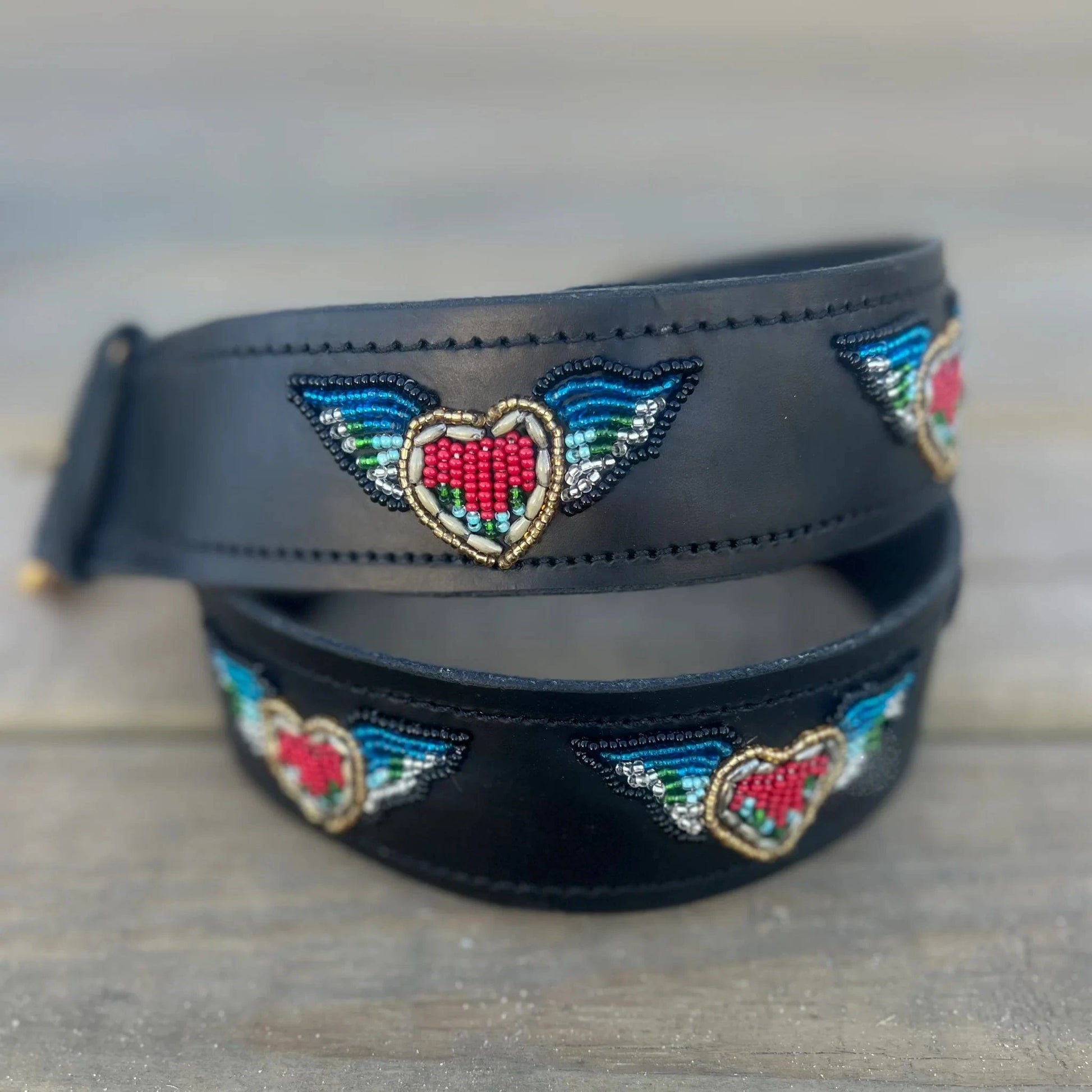 Zinj Designs Belt Heart with wings Belt- 1.75" Beaded Assorted Designs XXS equestrian team apparel online tack store mobile tack store custom farm apparel custom show stable clothing equestrian lifestyle horse show clothing riding clothes Belt- 1.75" Beaded Assorted Designs XXS horses equestrian tack store