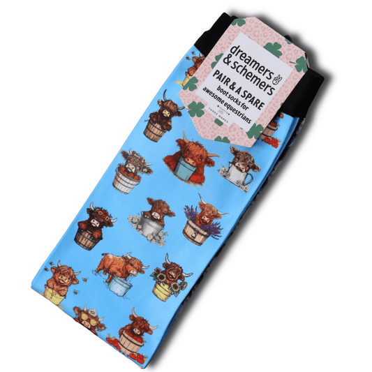 dreamers & schemers Boot Socks Dreamers & Schemers- Highland Cow equestrian team apparel online tack store mobile tack store custom farm apparel custom show stable clothing equestrian lifestyle horse show clothing riding clothes Dreamers & Schemers- Highland Cow horses equestrian tack store