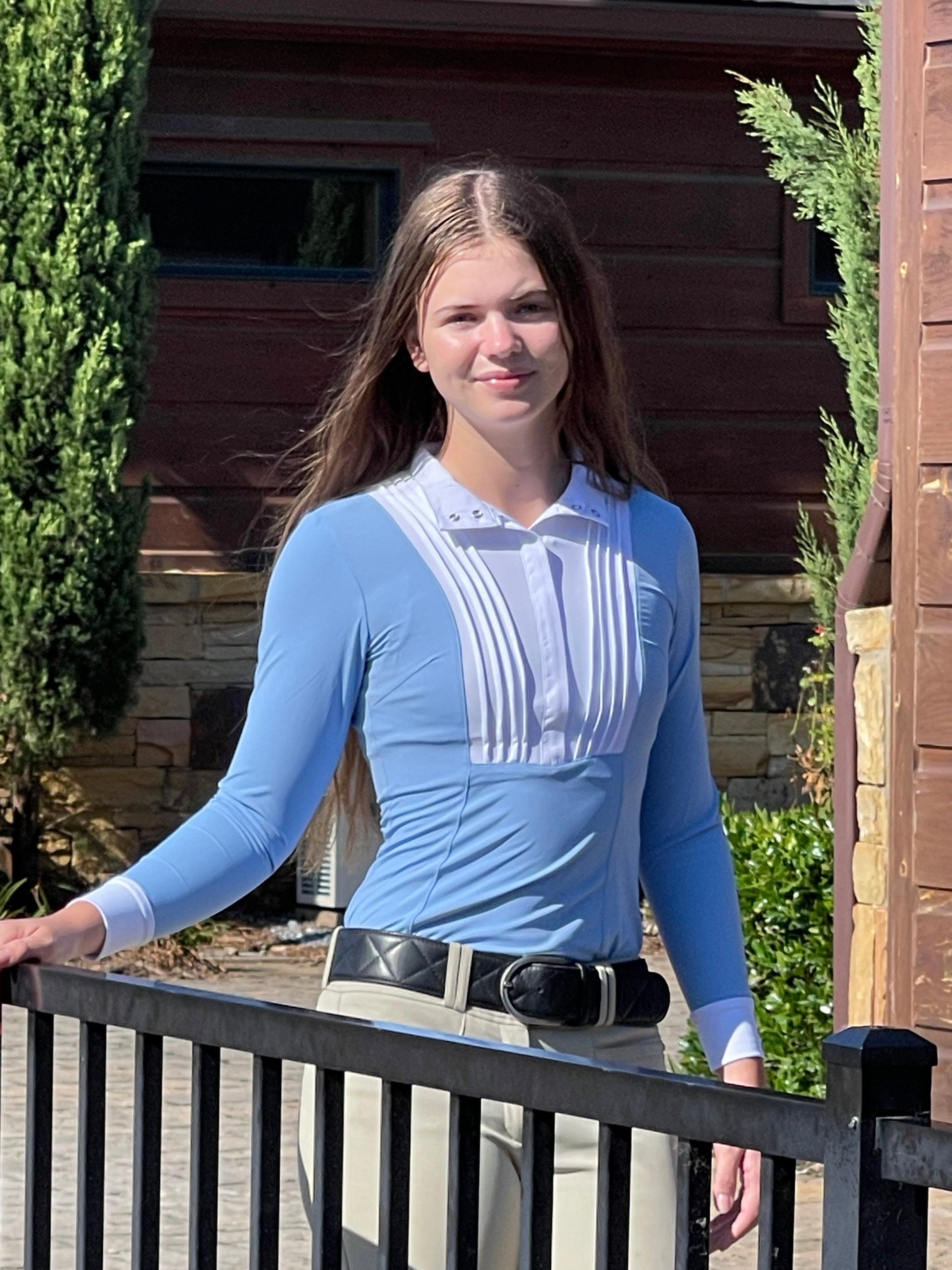 Equestrian Team Apparel XXS / Light Blue Equestrian Team Apparel- Show Shirt Long Sleeve Exclusive equestrian team apparel online tack store mobile tack store custom farm apparel custom show stable clothing equestrian lifestyle horse show clothing riding clothes horses equestrian tack store