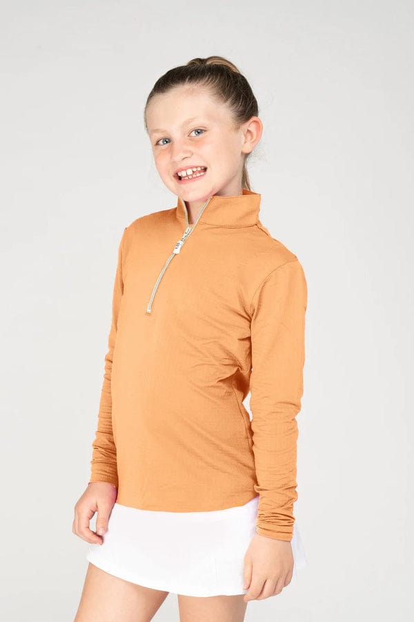 EIS Youth Shirt Apricot/w Ivory Zip EIS- Sun Shirts Youth (Large 8-10) equestrian team apparel online tack store mobile tack store custom farm apparel custom show stable clothing equestrian lifestyle horse show clothing riding clothes ETA Kids Equestrian Fashion | EIS Sun Shirts horses equestrian tack store