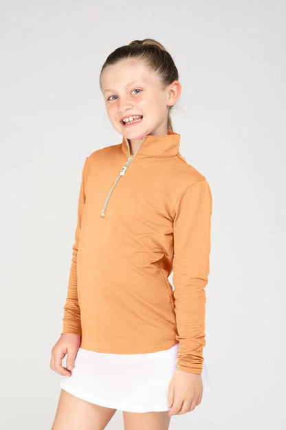 EIS Youth Shirt Apricot/w Ivory Zip EIS- Sun Shirts Youth (Large 8-10) equestrian team apparel online tack store mobile tack store custom farm apparel custom show stable clothing equestrian lifestyle horse show clothing riding clothes ETA Kids Equestrian Fashion | EIS Sun Shirts horses equestrian tack store