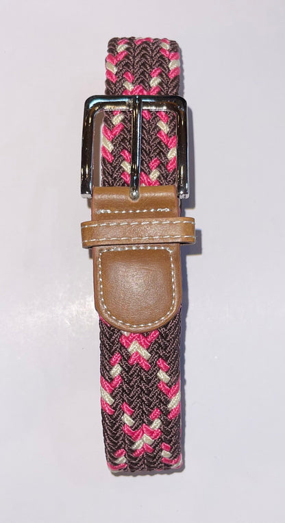 Rather Lucky Belts Chocolate/Cream/Pink Rather Lucky- Braided Belt equestrian team apparel online tack store mobile tack store custom farm apparel custom show stable clothing equestrian lifestyle horse show clothing riding clothes horses equestrian tack store