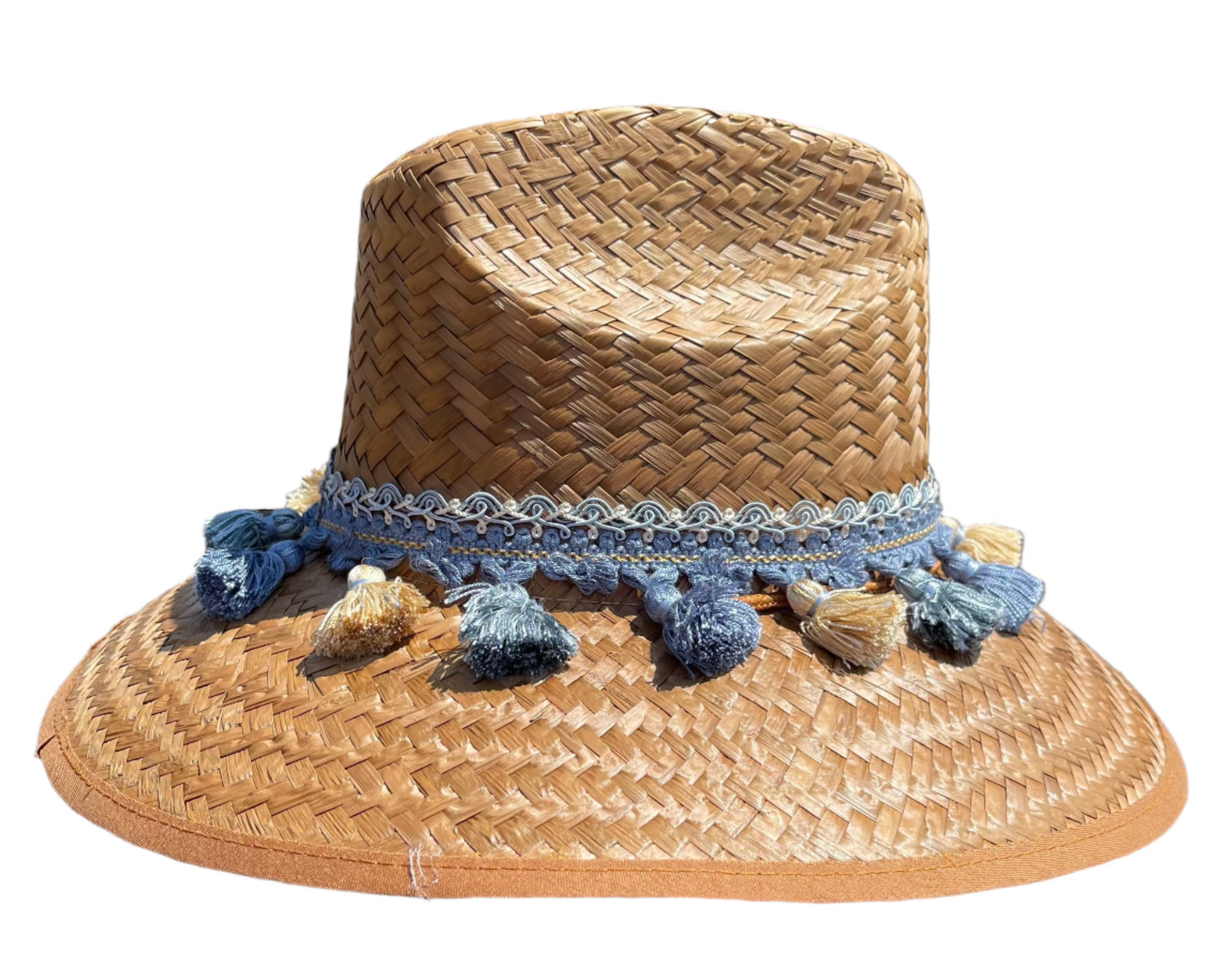 Island Girl Sun Hat one size fits most / Cornflower/Beige Island Girl Hats- Tassels equestrian team apparel online tack store mobile tack store custom farm apparel custom show stable clothing equestrian lifestyle horse show clothing riding clothes horses equestrian tack store