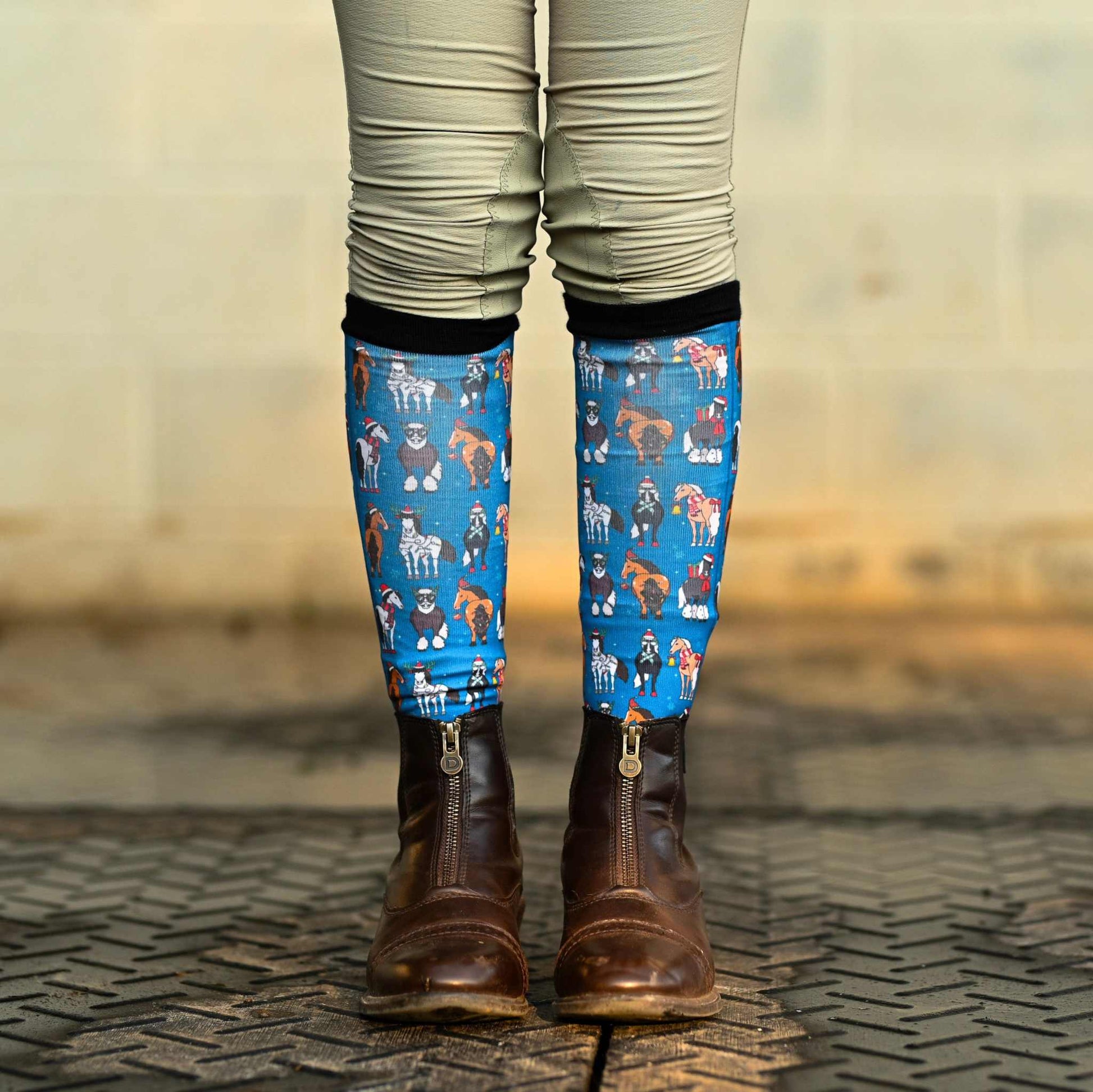 dreamers & schemers Boot Sock Dreamers & Schemers- Jingle All The Way (Youth) equestrian team apparel online tack store mobile tack store custom farm apparel custom show stable clothing equestrian lifestyle horse show clothing riding clothes Unicorns & Fluffy Clouds Horse Riding  Boot Socks horses equestrian tack store